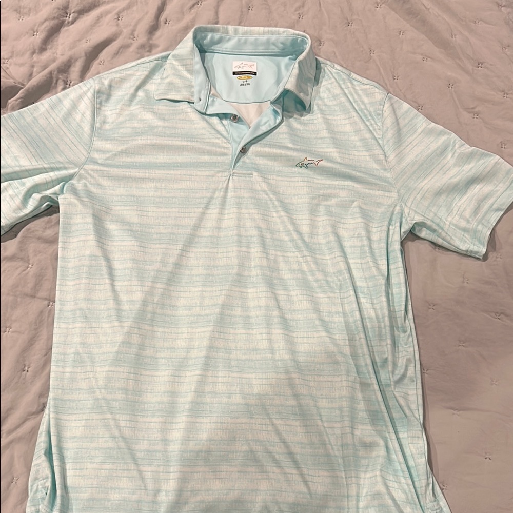 Tommy Bahama Men's Light Blue Striped Polo Shirt